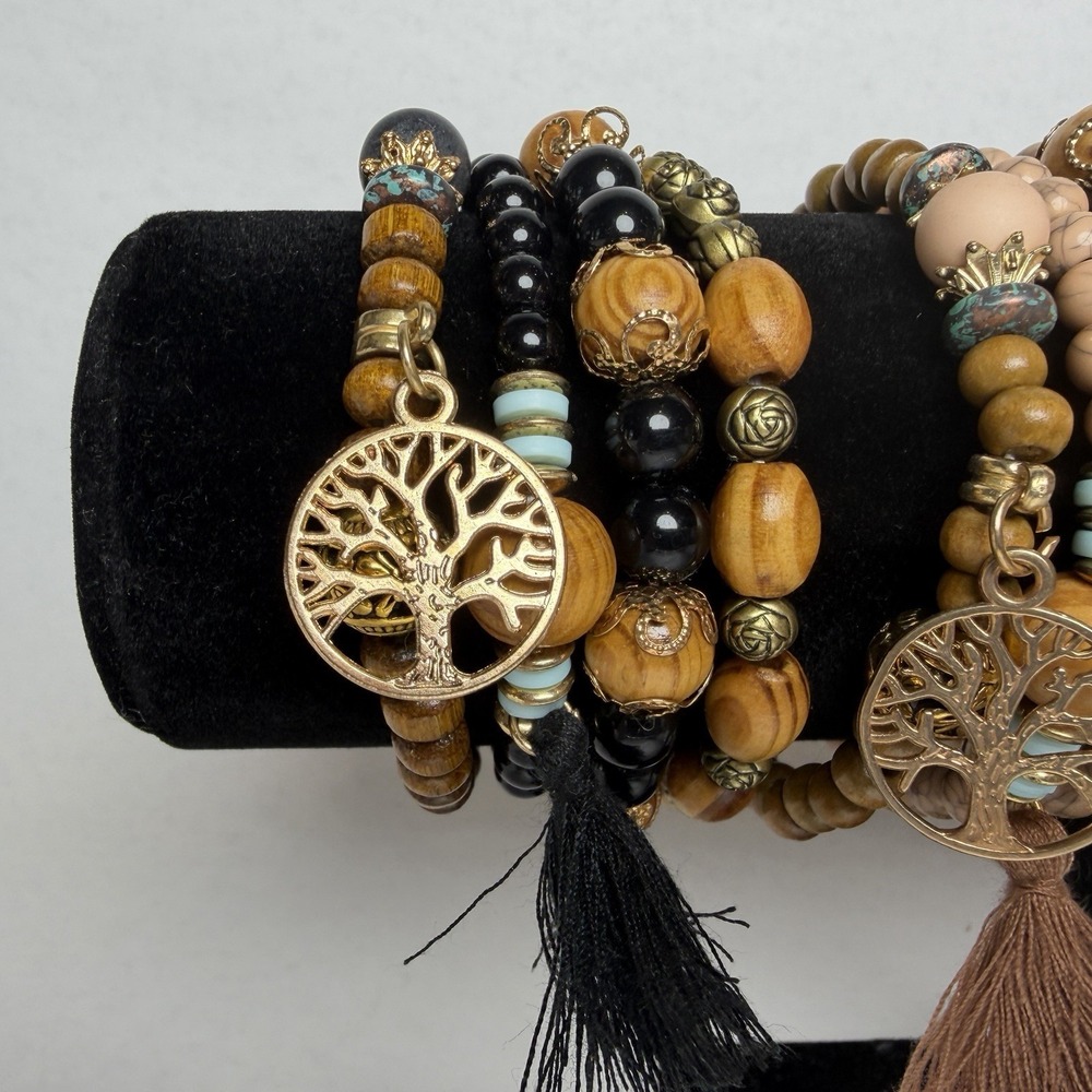 Tree Of Life Bracelets 3 Sets of 4 Each Set Hand Crafted Beautiful Colors Boho - Picture 2 of 9